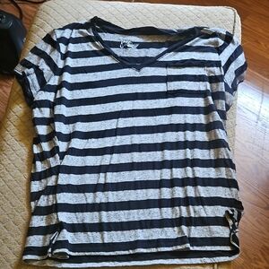 Just My Size Black and Gray Striped Tee